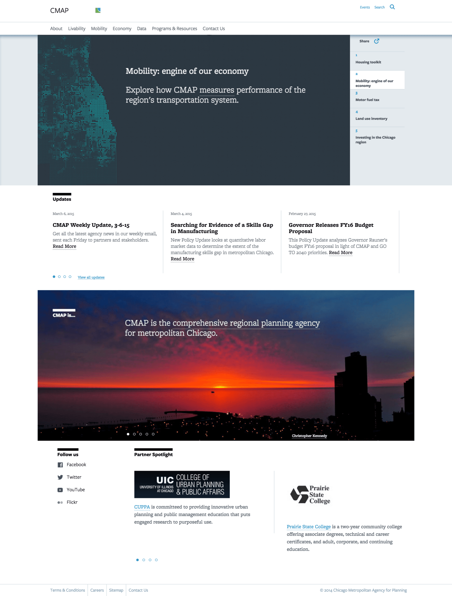 Desktop view of Chicago Metropolitan Agency for Planning website.