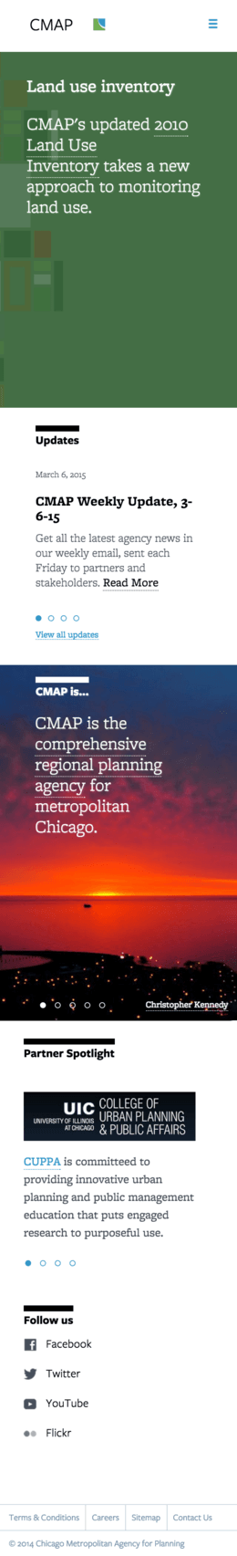 Mobile view of Chicago Metropolitan Agency for Planning website.